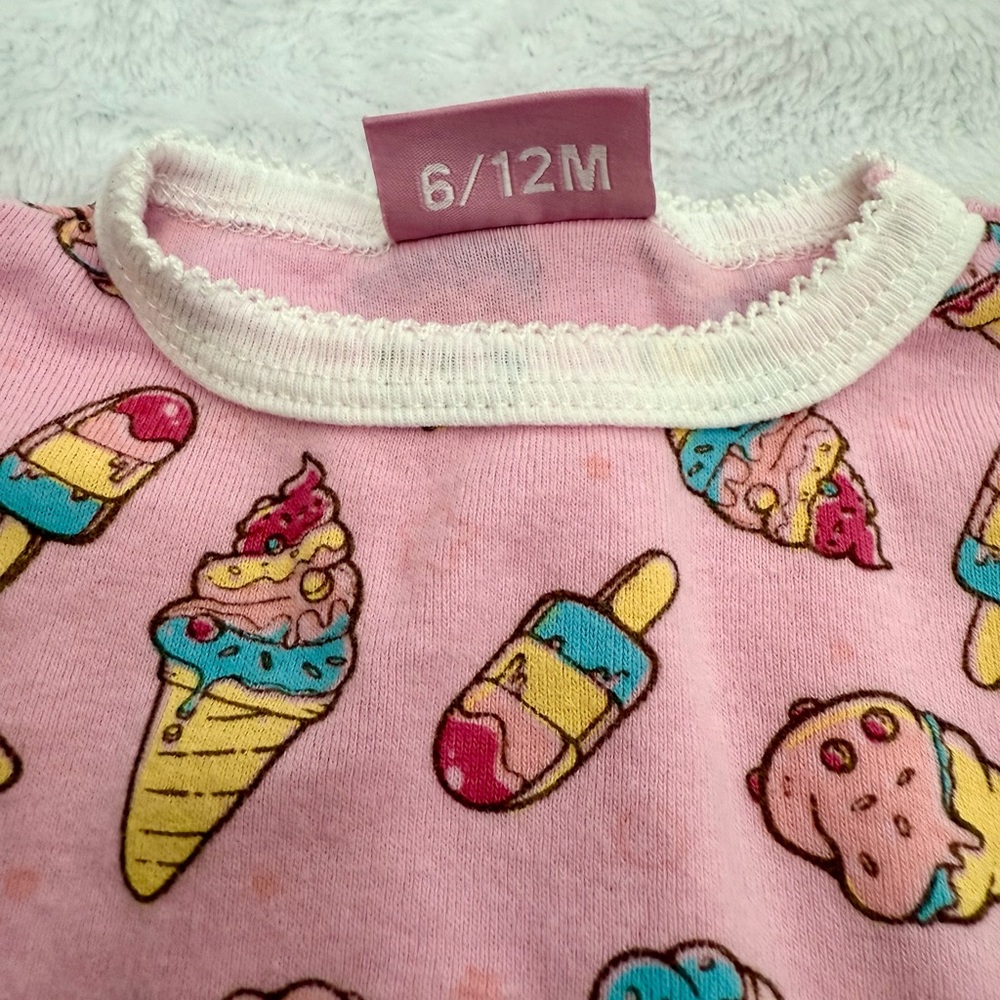 Sweet and Soft Paris Ice Cream Pajamas Size 6-12 Months - Picture 4 of 4